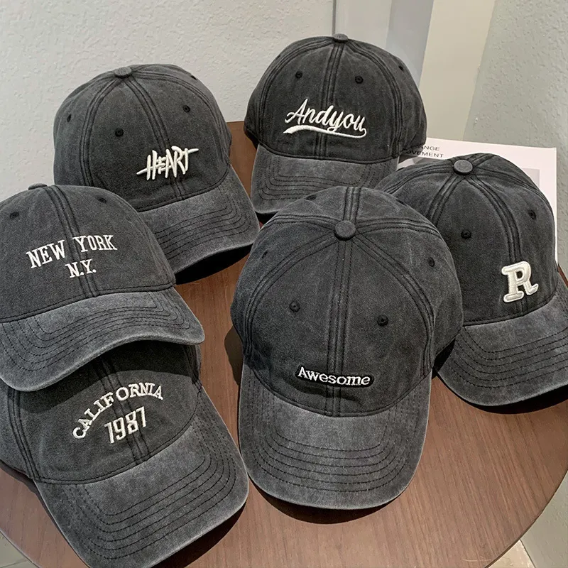 Casquette de baseball personnalisée en coton lavé, style rétro, respirante, imperméable, avec broderie de lettres, pour le sport et les activités de plein air